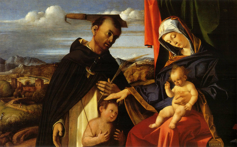 Madonna and Child with Saint Peter Martyr by Lorenzo Lotto — Oil Painting Reproduction
