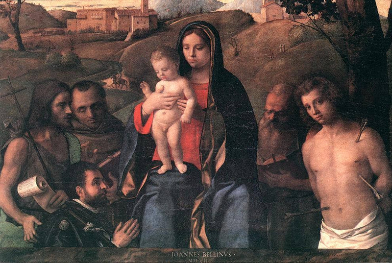 Madonna and Child with Saints and a Donor by Giovanni Bellini — Oil Painting Reproduction