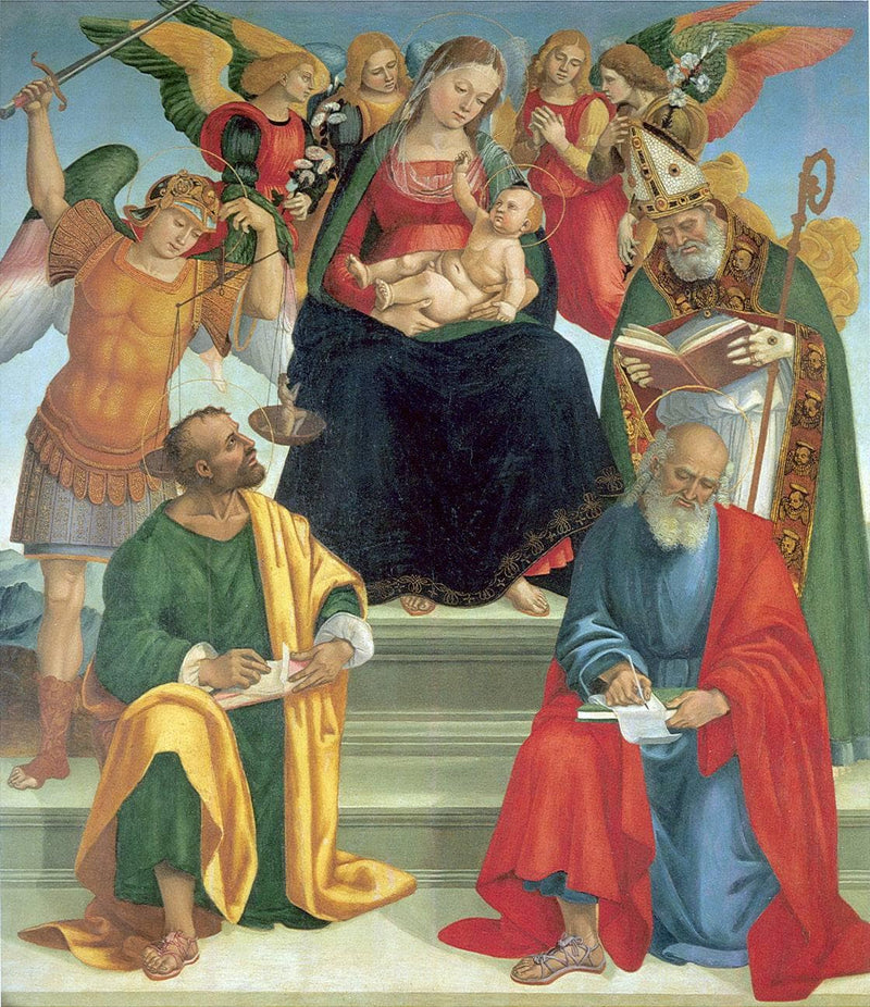 Madonna and Child with Saints and Angels by Luca Signorelli — Oil Painting Reproduction