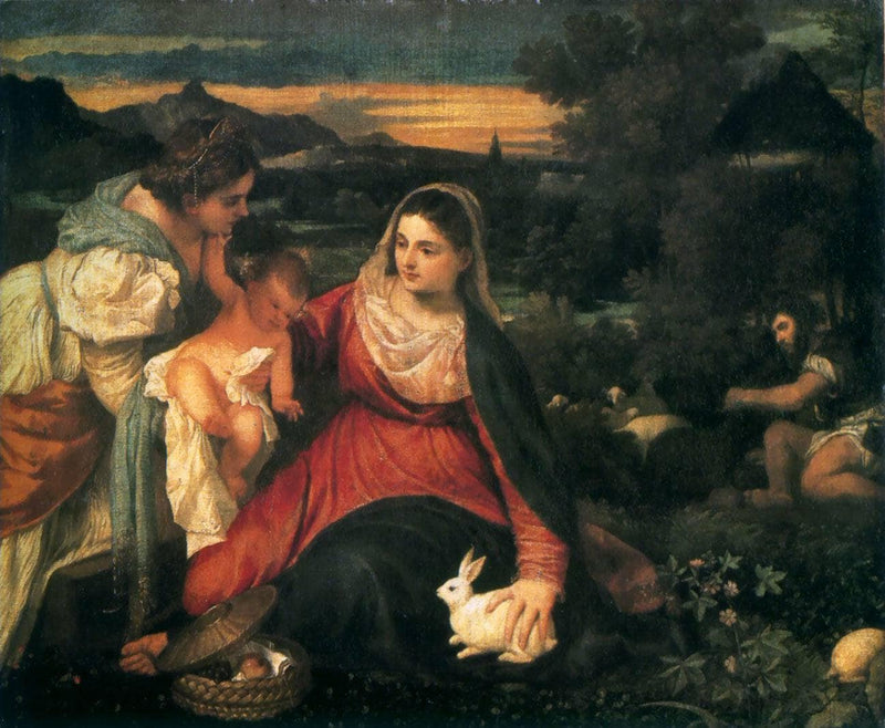 Madonna and Child with St. Catherine and a Rabbit by Titian — Oil Painting Reproduction