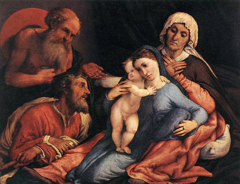Madonna and Child with St. Jerome, St. Joseph and St. Anne by Lorenzo Lotto — Oil Painting Reproduction