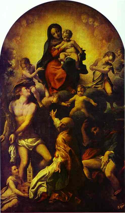Madonna and Child with St. Sebastian by Correggio — Oil Painting Reproduction
