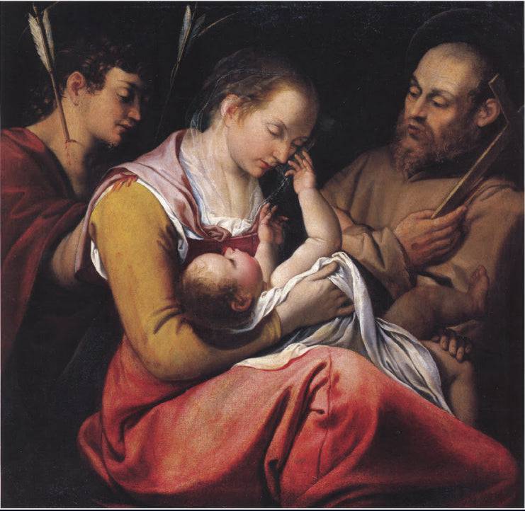 Madonna and Child with Sts Sebastian and Francis by Orazio Gentileschi — Oil Painting Reproduction