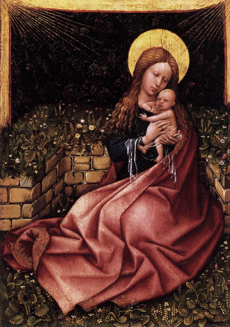 Madonna by a Grassy Bank Oak by Robert Campin — Oil Painting Reproduction