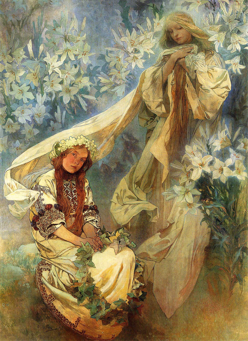 Madonna of the Lilies by Alphonse Mucha — Oil Painting Reproduction