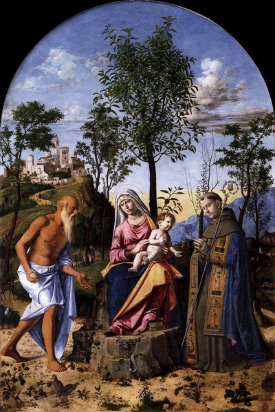Madonna of the Orange Tree with St. Ludovic of Toulouse and St. Jerome in entryway