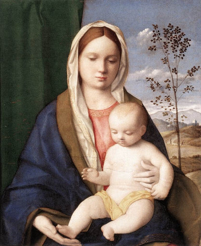 Madonna and child in hallway