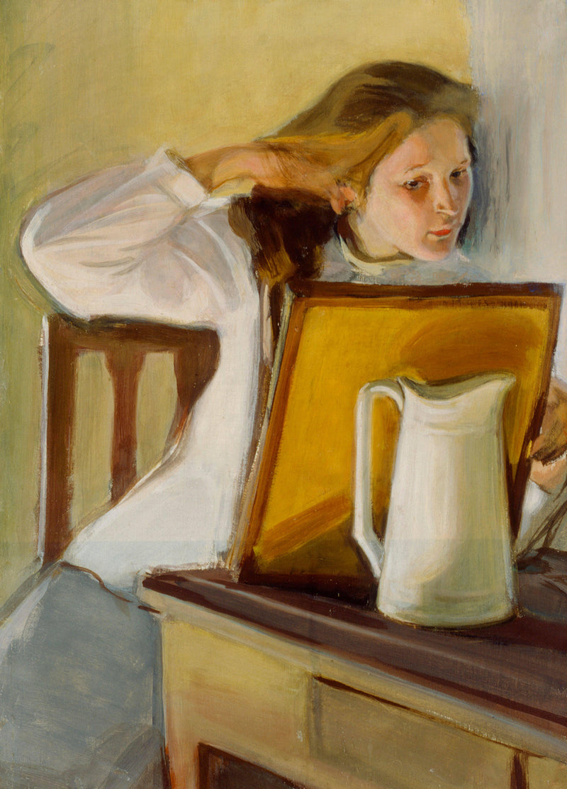 Girl Straightening Her Hair by Magnus Enckell — Oil Painting Reproduction