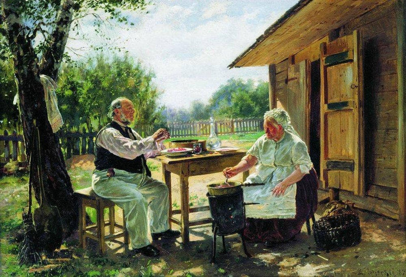 Making jam by Vladimir Makovsky — Oil Painting Reproduction