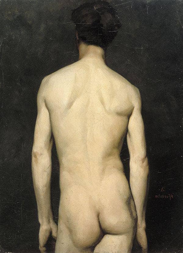 Male Model, academy study by Albert Edelfelt — Oil Painting Reproduction