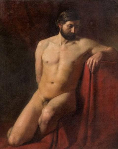 Male Nude with a Drape in living room