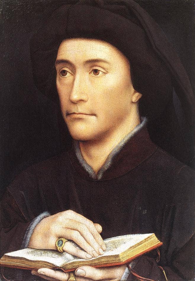 Man holding book by Rogier van der Weyden — Oil Painting Reproduction