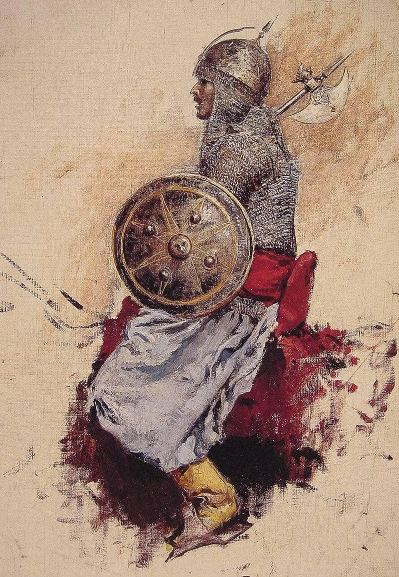 Man in Armor (preparatory sketch for Entering the Mosque) by Edwin Lord Weeks — Oil Painting Reproduction