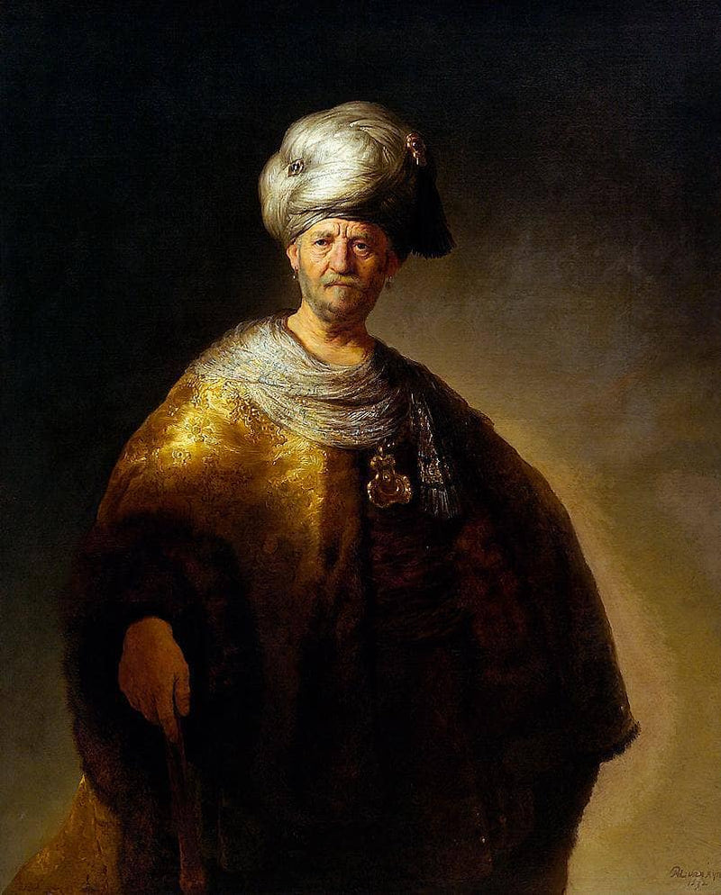 Man in Oriental Costume ("The Noble Slav" or "Man in a Turban") by Rembrandt — Oil Painting Reproduction