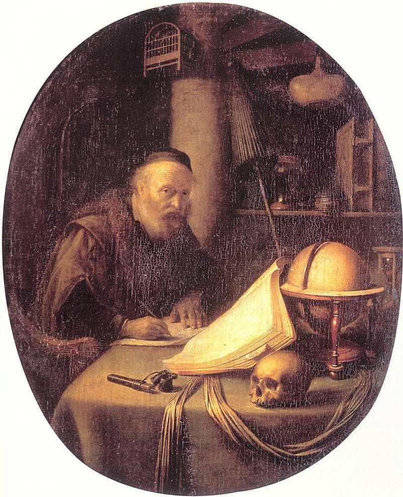 Man Interrupted at His Writing by Gerrit Dou — Oil Painting Reproduction