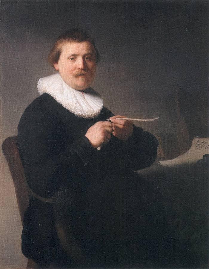 Man Sharpening a Quill by Rembrandt — Oil Painting Reproduction