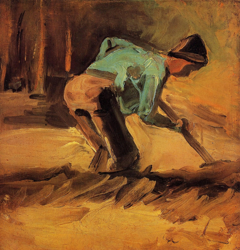 Man Stooping with Stick or Spade by Vincent van Gogh — Oil Painting Reproduction