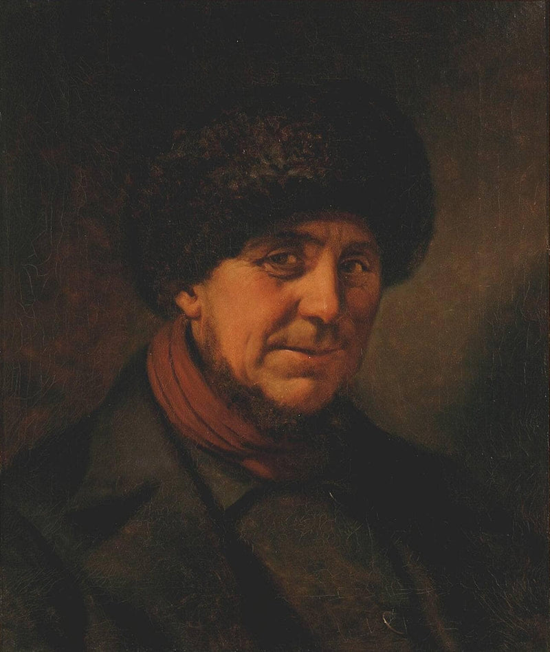 Man with fur hat by Elisabeth Jerichau-Baumann — Oil Painting Reproduction