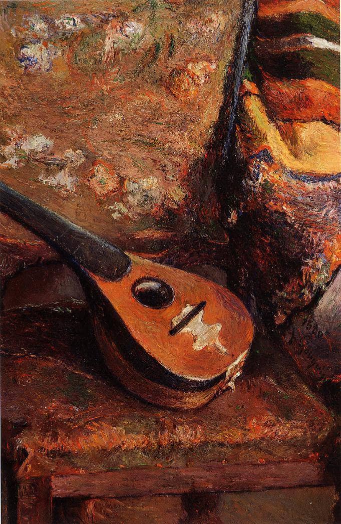 Mandolin on a chair by Paul Gauguin — Oil Painting Reproduction