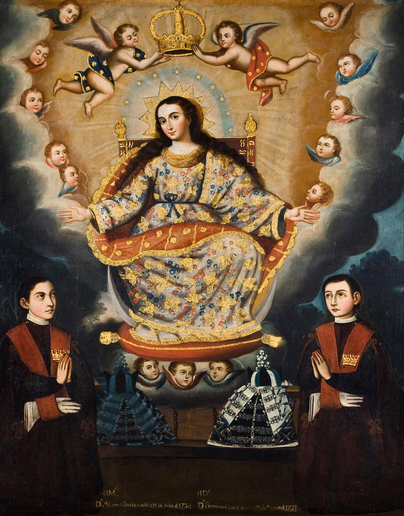 Seated Madonna with Graduation of the García Brothers by Marcos Zapata — Oil Painting Reproduction