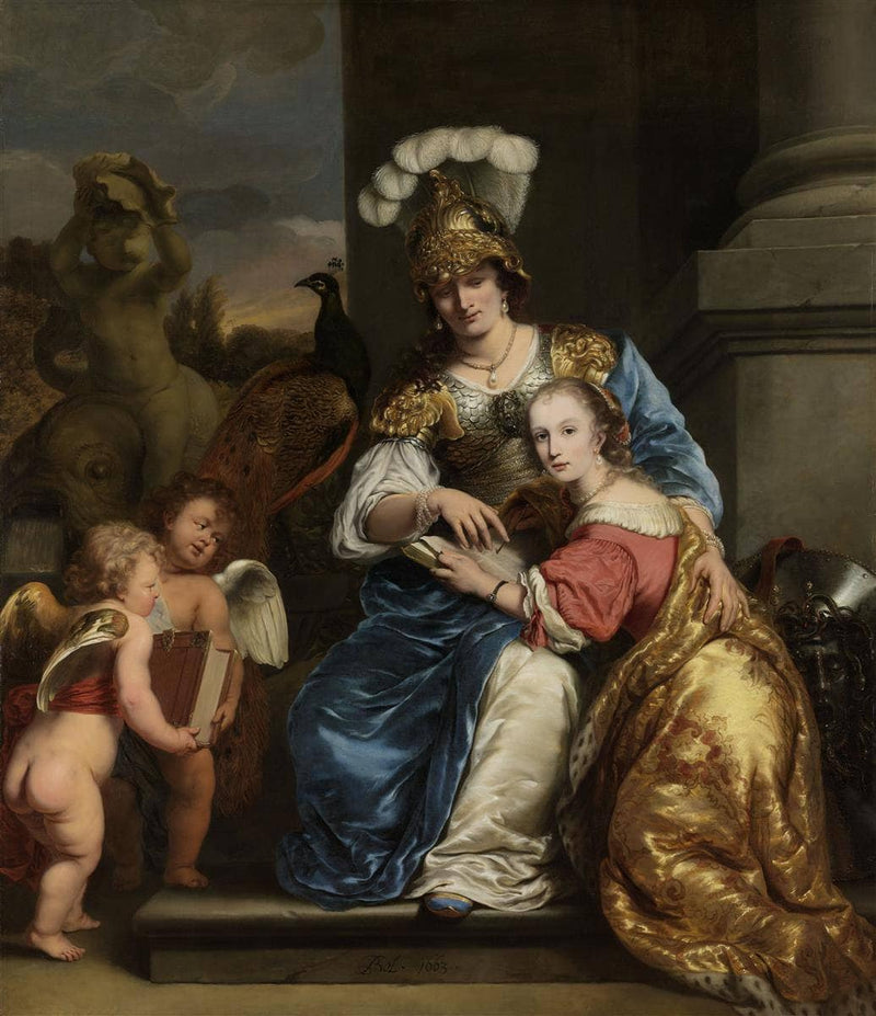 Margarita Trip as Minerva, Instructing Her Sister Anna Maria Trip by Ferdinand Bol — Oil Painting Reproduction