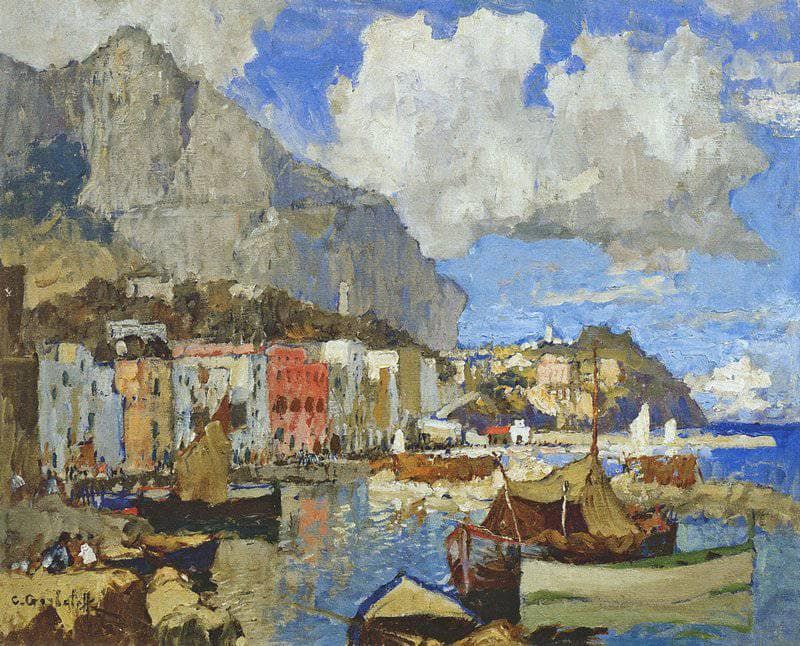 Marina Grande, Capri. Winter by Konstantin Gorbatov — Oil Painting Reproduction