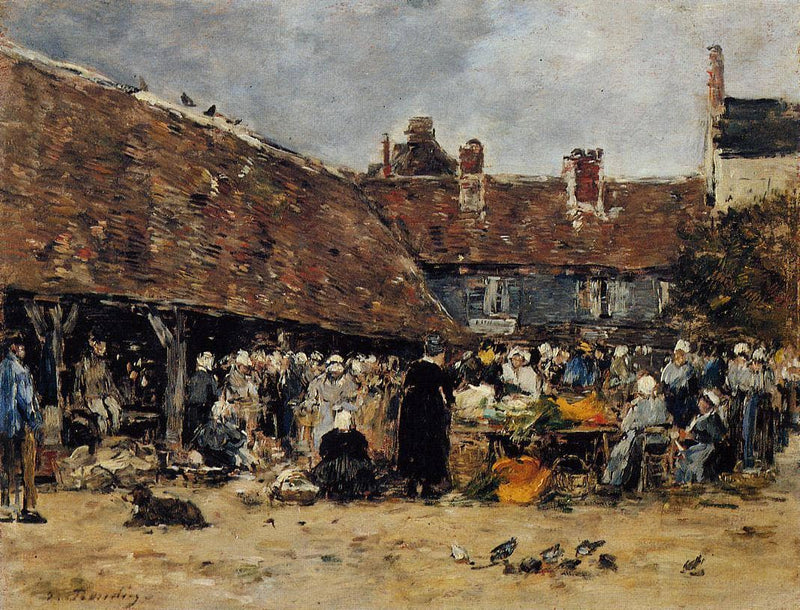 Market at Trouville by Eugene Boudin — Oil Painting Reproduction