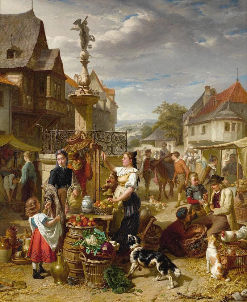 Market day by Theodore Gerard — Oil Painting Reproduction