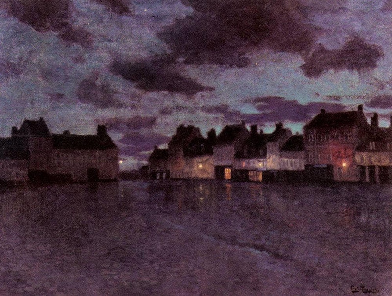Marketplace in France, after a Rainstorm by Frits Thaulow — Oil Painting Reproduction