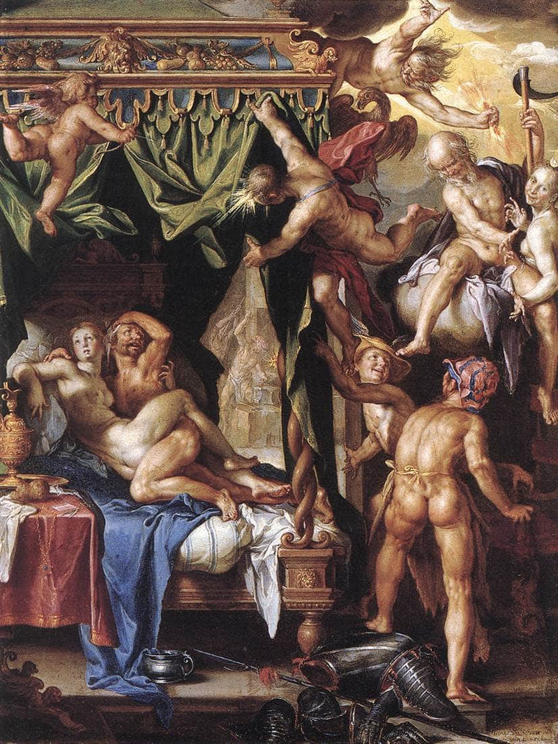 Mars and Venus Discovered by the Gods by Joachim Wtewael — Oil Painting Reproduction