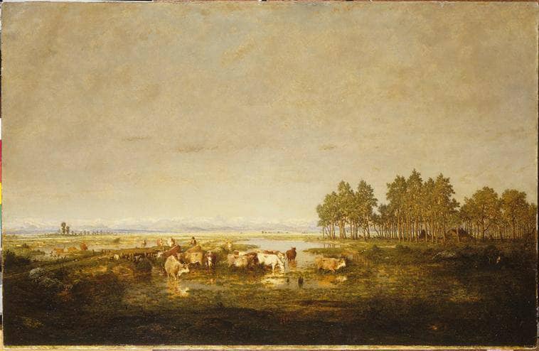 Marshland in Les Landes by Theodore Rousseau — Oil Painting Reproduction
