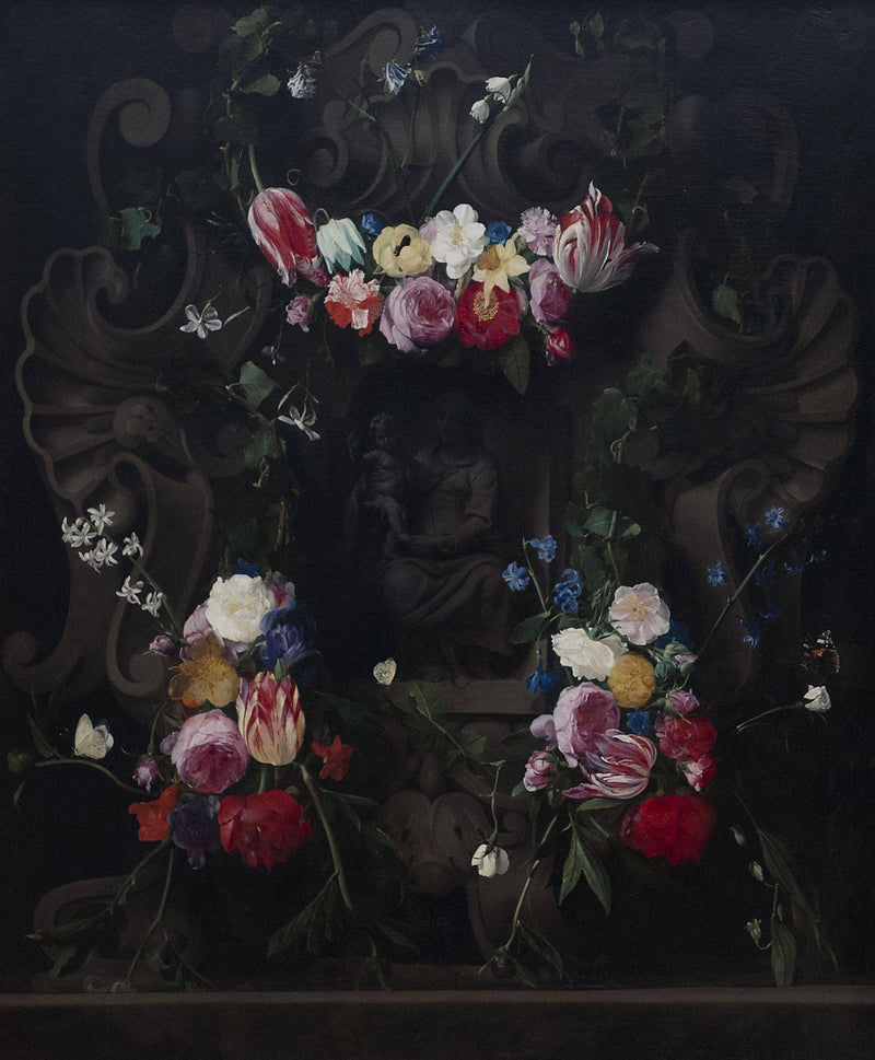 Mary with Child and Garland by Daniel Seghers — Oil Painting Reproduction