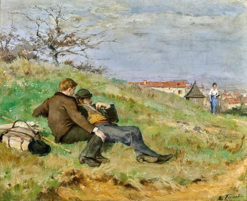 Mathias Schiff and Camille Martin (le Repos Des Artistes) by Émile Friant — Oil Painting Reproduction