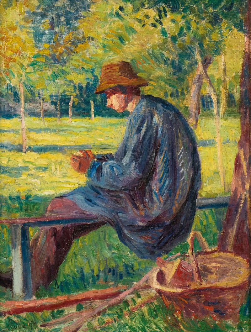 Ludovic Rodo Pissarro in the Garden of His Father in Eragny by Maximilien Luce — Oil Painting Reproduction