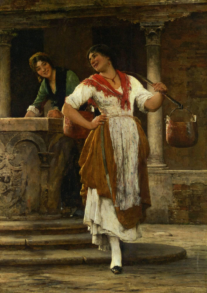 Meeting in the Square by Eugene de Blaas — Oil Painting Reproduction