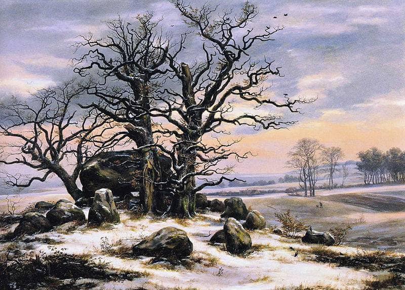 Megalithic Grave in Winter by Johan Christian Dahl — Oil Painting Reproduction