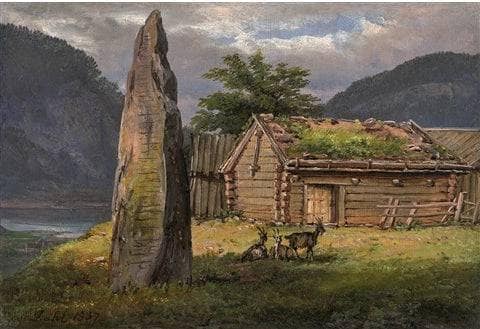 Menhir in a Fjord Landscape by Johan Christian Dahl — Oil Painting Reproduction