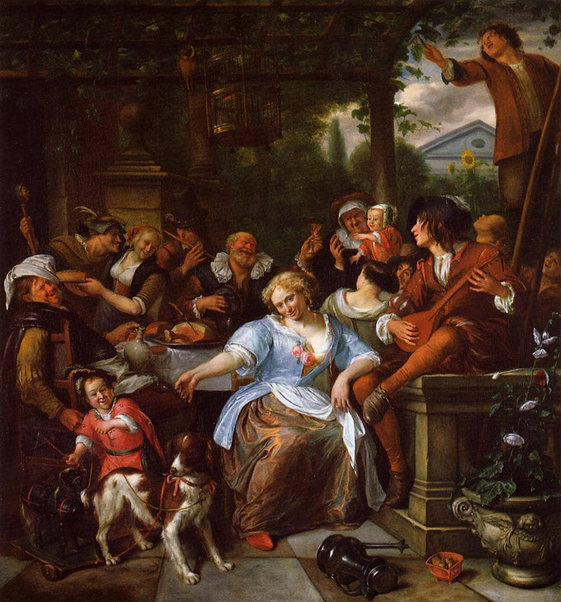 Merry Company on a Terrace by Jan Steen — Oil Painting Reproduction