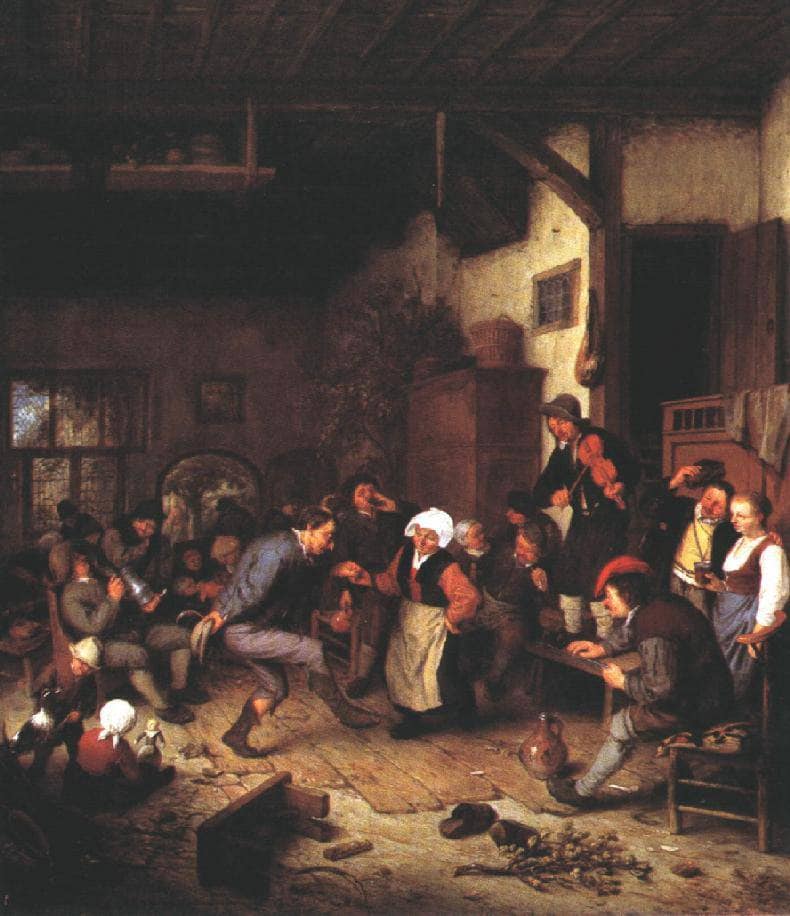 Merrymakers in an Inn by Adriaen van Ostade — Oil Painting Reproduction