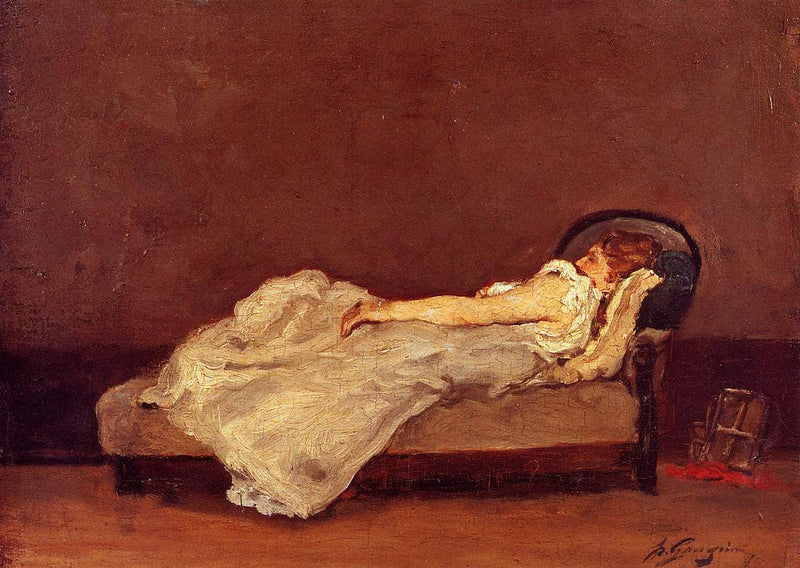 Mette asleep on a sofa by Paul Gauguin — Oil Painting Reproduction