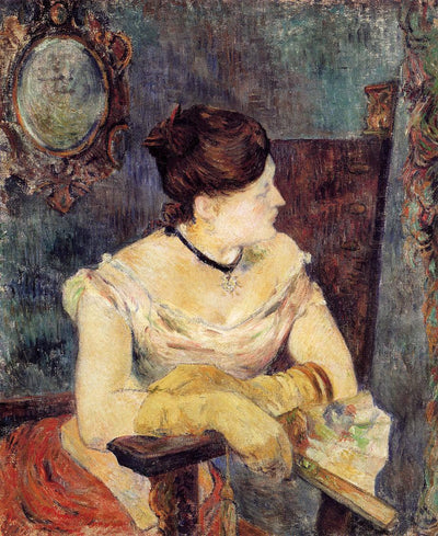 Mette Gauguin in an Evening Dress in dining room