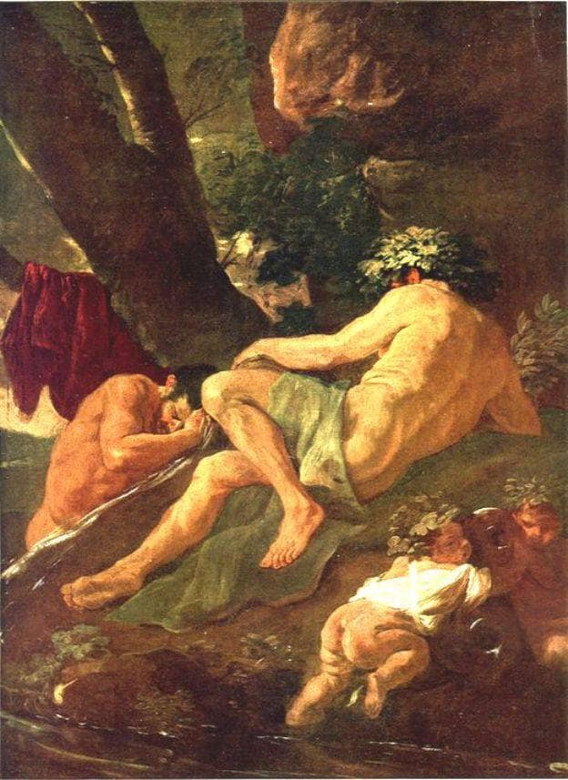 Midas washing at the source of the River Pactolus by Nicolas Poussin, Oil Painting Reproduction