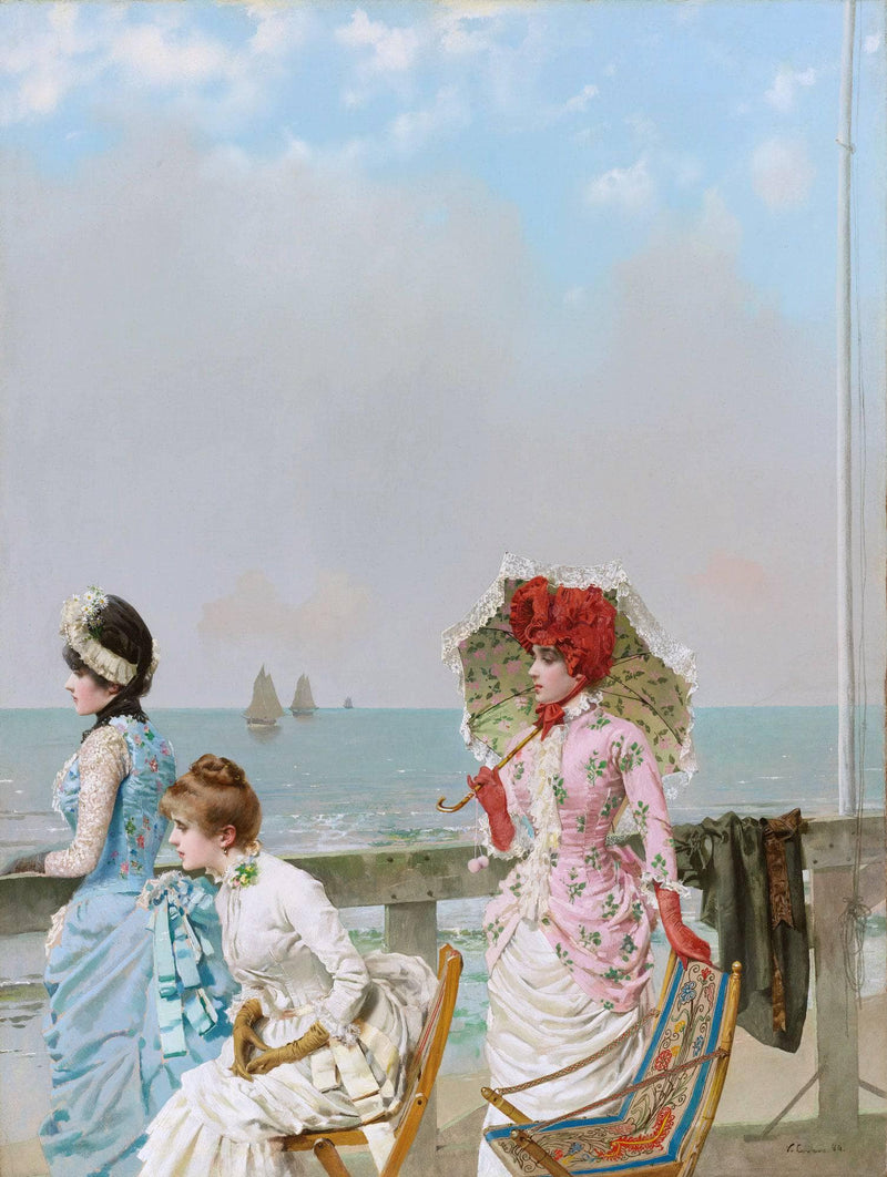 Midday at the sea by Vittorio Matteo Corcos — Oil Painting Reproduction