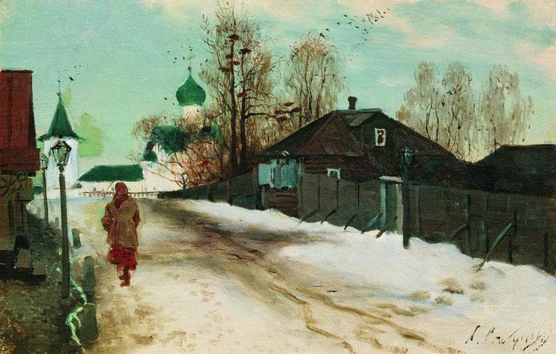Mikhailovsky Street in Novgorod by Andrei Ryabushkin — Oil Painting Reproduction