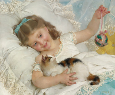 Young girl and cat in apartment