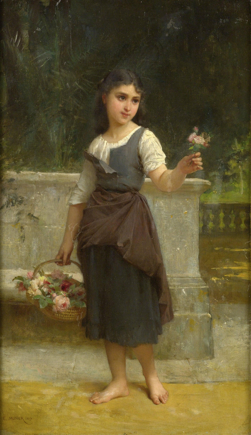 The flower girl by Émile Munier — Oil Painting Reproduction