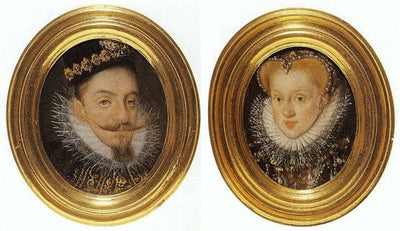 Miniature of Sigismund Vasa and Anna Habsburg in kitchen