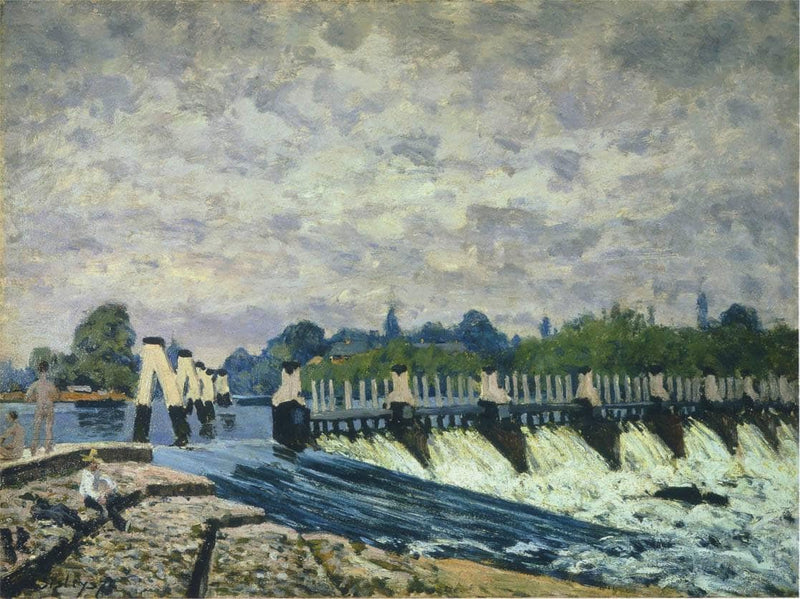 Molesey Weir at Hampton Court Morning by Alfred Sisley — Oil Painting Reproduction