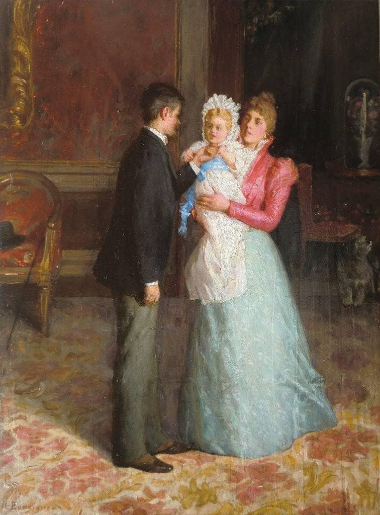 Mom and dad's baby by Noè Bordignon — Oil Painting Reproduction