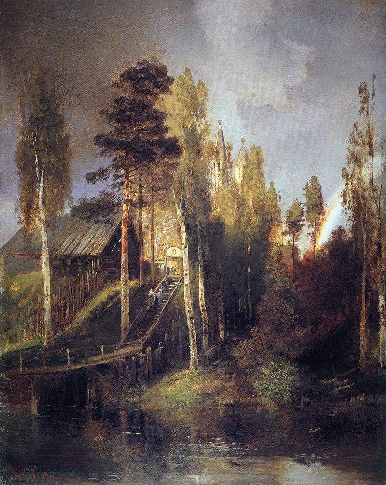 Monastery Gates by Aleksey Savrasov — Oil Painting Reproduction